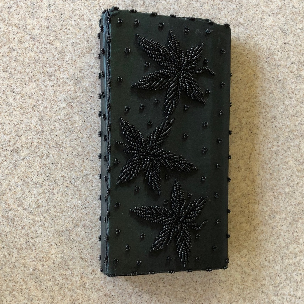 Vintage Elegant Black Beaded Clutch, purse.